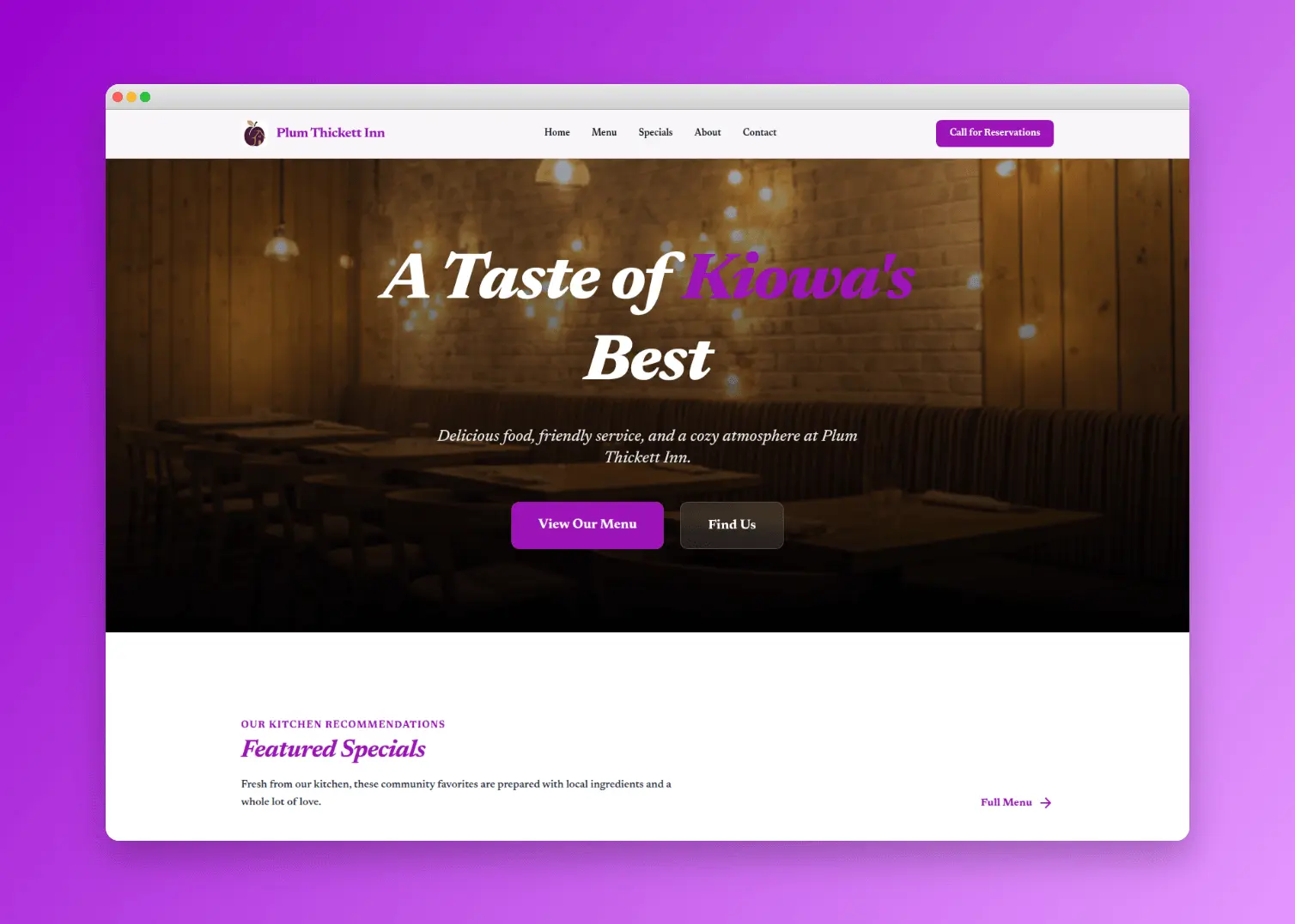 The Plum Thickett Inn – Restaurant